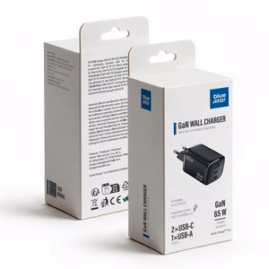 Blue Star Nano GaN VT-335 -puhelinlaturi, 2 × USB-C + USB-A, QC4.0, PD, 3 A, 65 W, musta