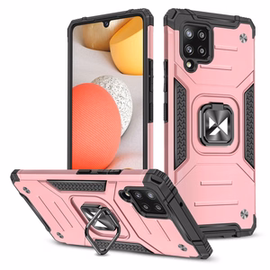 Wozinsky Ring Armor Case Kickstand Kova Rugged Cover Samsung Galaxy A42 5G vaaleanpunainen vaaleanpunainen