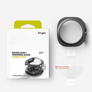 Ringke Slim & Tempered Glass suojakuori- ja lasisetti Samsung Galaxy Watch Ultra 47mm -kellolle – musta