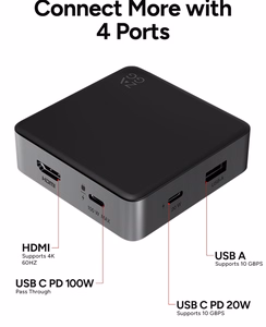 ZAGG 4 Port Hub, musta / harmaa
