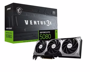 MSI GeForce RTX 5080 16G Ventus 3X OC -näytönohjain (RTX_5080_16G_VENTUS_3X_OC_BLACK), 16 GB muistia, musta