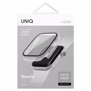 Uniq Nautic kotelo Apple Watch Series 7/8/9 45mm läpinäkyvä/dove-läpinäkyvä