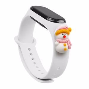 Hihna Xmas Xiaomi Mi Band 3 / 4 joulu Silikoni hihna rannekoru lumiukko - valkoinen