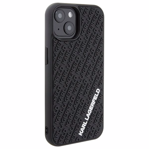 Karl Lagerfeld 3D Rubber Multi Logo Suojakuori iPhone 15:lle - musta