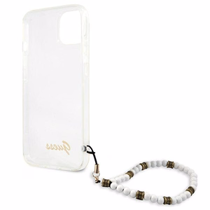 Guess GUHCP13SKPSWH iPhone 13 mini 5.4" läpinäkyvä kovakotelo Valkoinen helmi