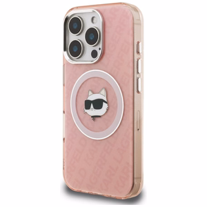 Karl Lagerfeld IML Choupette Head Logo MagSafe Suojakuori iPhone 16 Pro Max - vaaleanpunainen