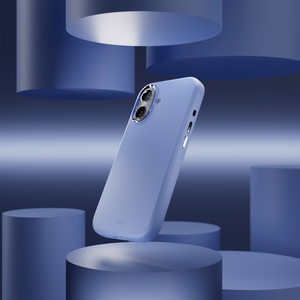 Pure Icon Mag Pro nestesilikoninen suojakuori iPhone 17, MagSafe-yhteensopiva, kamerasuojalla ja alumiinipainikkeilla - sininen