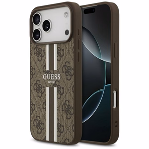 Guess 4G Printed Stripes MagSafe suojakuori iPhone 17 Pro Max:lle ruskea