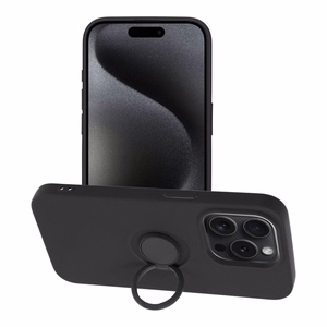 Silikoninen Suojakuori Renkaalla iPhone 15 PRO:lle musta