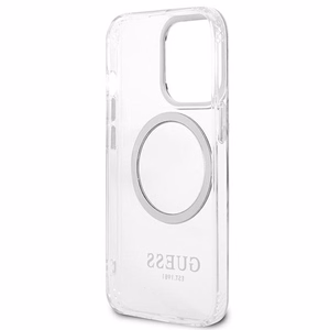 Guess Metal Outline MagSafe Suojakuori iPhone 13 Pro / iPhone 13:lle - hopeinen
