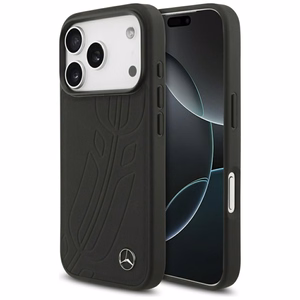 Mercedes Nahkainen Large Laurel Leave MagSafe Suojakuori iPhone 17 Pro:lle - musta