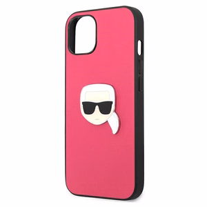 Karl Lagerfeld Nahka Ikonik Karl's Head Metal Case iPhone 13 mini - vaaleanpunainen