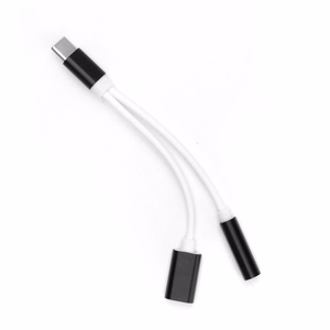 Sovitin AUX 2in1 Type C (uros) - Type C (naaras) / Jack 3,5 mm (naaras) musta