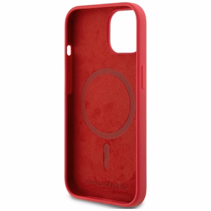 Karl Lagerfeld Silicone Karl&Choupette Heads Ring MagSafe iPhone 15 Case - Red