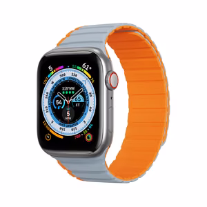 Magneettinen Apple Watch SE, 9, 8, 7, 6, 5, 4, 3, 2, 1 (41, 40, 38 mm) Dux Ducis Hihna (LD Version) - harmaa-oranssi