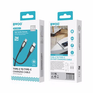 BWOO punottu kaapeli USB-C - USB-C 2m 60W musta