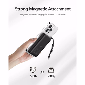 Varavirtalähde MagSafe-yhteensopiva Veger MagOn (VP1151 / W1151) PD QC3.0 2A 20W 10000 mAh langattomalla latauksella musta