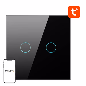 Älykäs valokytkin ZigBee Avatto ZTS02-EU-B2 2-tie TUYA (musta)