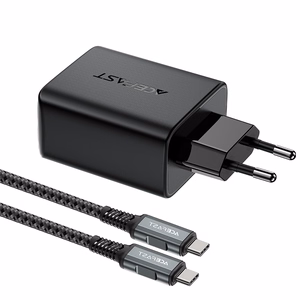 Acefast 2in1 laturi GaN 65W USB Type C / USB, HDMI 4K 60Hz sovitin (setti kaapelilla) musta (A17 black)