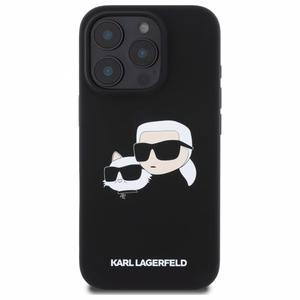 Karl Lagerfeld Silikoninen Heads Print MagSafe Suojakuori iPhone 16 Pro:lle - Musta