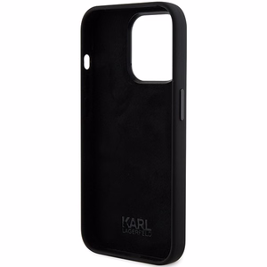 Karl Lagerfeld Silikoninen Ikonik Metal Pin Suojakuori iPhone 15 Prolle - musta