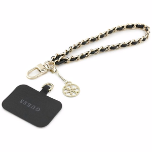 Guess GUOUCHSAMC4K Universal Hand Strap Case - Black Saffiano Chain 4G Charm