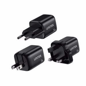 UNITEK 2x GAN 20 W verkkolaturi, musta
