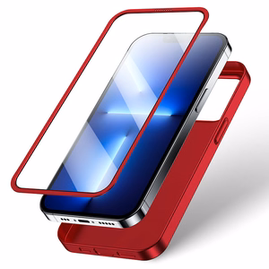 Joyroom 360 Full Case etu- ja takakuori iPhone 13 Pro Max + karkaistua lasia näytönsuoja punainen (JR-BP928 punainen)