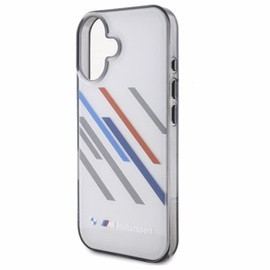 BMW Motosport IML Random Stripes Suojakuori iPhone 16 Plus:lle - harmaa