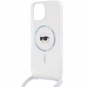 Karl Lagerfeld Crossbody IML Karl Head MagSafe suojakuori iPhone 15 / 14 / 13:lle - läpinäkyvä