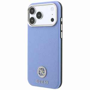 Guess Grained Round Strass Logo MagSafe -suojakuori iPhone 18 Pro Max / 17 Pro Max – sininen