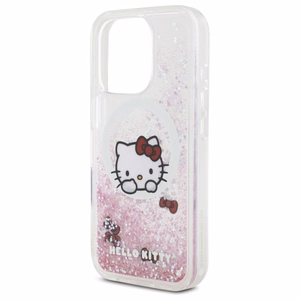 Hello Kitty Liquid Glitter Sweet Kitty Bows MagSafe Suojakuori iPhone 16 Pro:lle - valkoinen