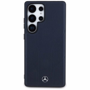 Mercedes Nahkainen Debossed Lines MagSafe Suojakuori Samsung Galaxy S25 Ultralle - sininen