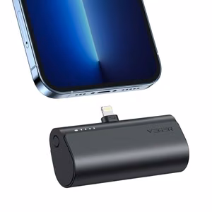 Ulkoinen akku Veger PlugOn (W0556P) PD QC3.0 3A 20W 5000 mAh sisäänrakennetulla Lightning-liittimellä musta