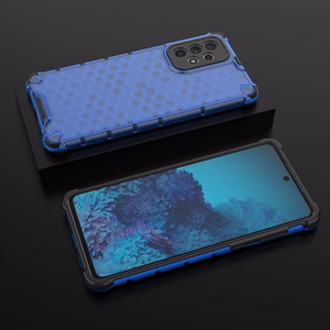Honeycomb tapauksessa panssaroitu suojus geelirunko Samsung Galaxy A73 sininen