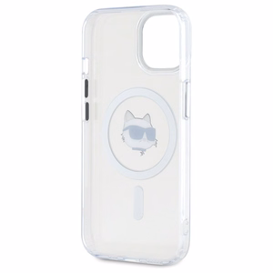 Karl Lagerfeld IML Metal Choupette Head MagSafe iPhone 15 Suojakuori - valkoinen