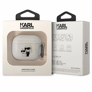 Karl Lagerfeld KLA3HNKCTGT läpinäkyvä suojus AirPods 3:lle Glitter Karl&Choupette
