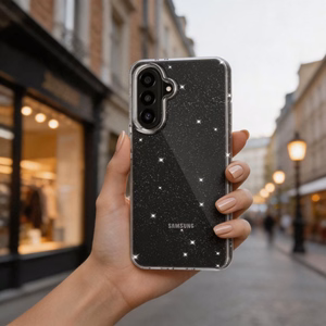 Tech-Protect FlexAir -suojakuori Samsung Galaxy A27 5G -mallille, läpinäkyvä kimalteilla