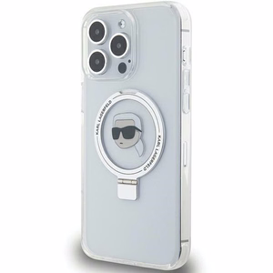 Karl Lagerfeld KLHMP15XHMRSKHH iPhone 15 Pro Max 6.7 valkoinen/valkoinen kovakuori Ring Stand Karl Head MagSafe