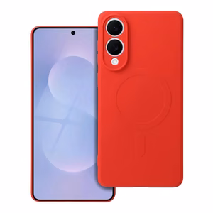 Case for Samsung S25 EDGE Silicone Mag Cover compatible with MagSafe red