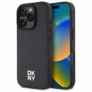 DKNY Repeat Pattern Stack Logo MagSafe Suojakuori iPhone 16 Pro Max:lle - musta