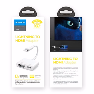 Joyroom S-H141 -adapteri Lightning (uros) - HDMI FullHD 1080p 60Hz (naaras) / Lightning (naaras) - valkoinen