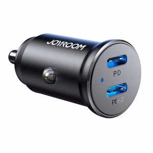 Joyroom JR-CCN06 30W 2x USB-C Metallinen Mini Autolaturi - musta