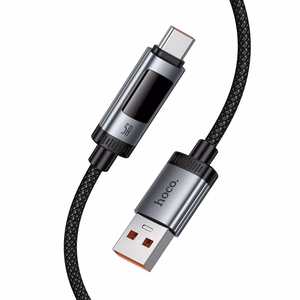 Kaapeli USB-A USB-C Hoco PD 6A 100W 1,2 m U148 digitaalinäytöllä musta