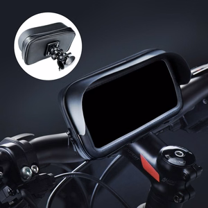 Waterproof zippered bicycle phone holder with sun hood for 5.5–6.3-inch phones – black