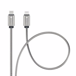 USB C - Lightning Forcell F-Energy PD 3A 27W Metal kaapeli 2 m C238 hopeinen