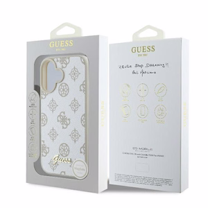 Guess Peony Script Logo MagSafe iPhone 16 Suojakuori - Valkoinen