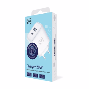 Tarvikkeet – 3mk DualCharge 20W PD3.0 QC 3.0 PPS USB 1A1C, valkoinen