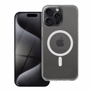 Suojakuori iPhone 15 PRO MAX:lle Forcell F-Protect Clear Hybrid Premium yhteensopiva MagSafen kanssa läpinäkyvä