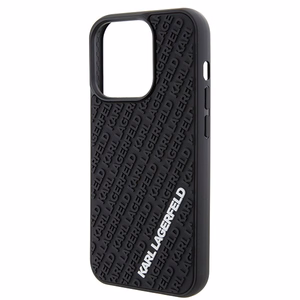 Karl Lagerfeld 3D Rubber Multi Logo Suojakuori iPhone 15 Pro:lle - musta